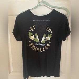 Tee with lace detail at neck